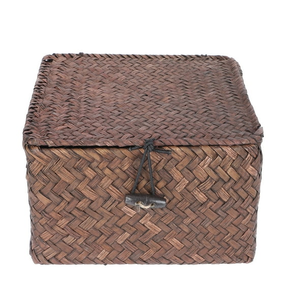 HONMEET Dark Brown Wicker Storage Basket Small Size for Home Organization and Decor, and Stylish