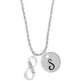 thumbnail image 1 of Delight Jewelry Silvertone Proverbs 3:5 Infinity Sign Silvertone Script Initial Disc - S - Charm Necklace, 20"+3", 1 of 4