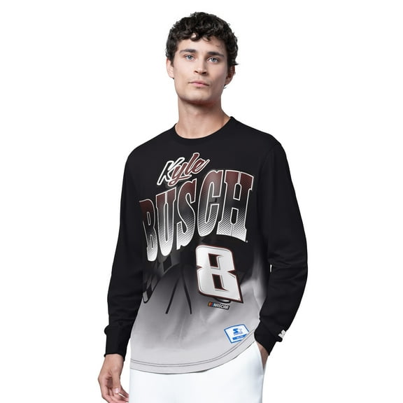 Men's Starter  Black Kyle Busch Quarterback Extreme Long Sleeve T-Shirt
