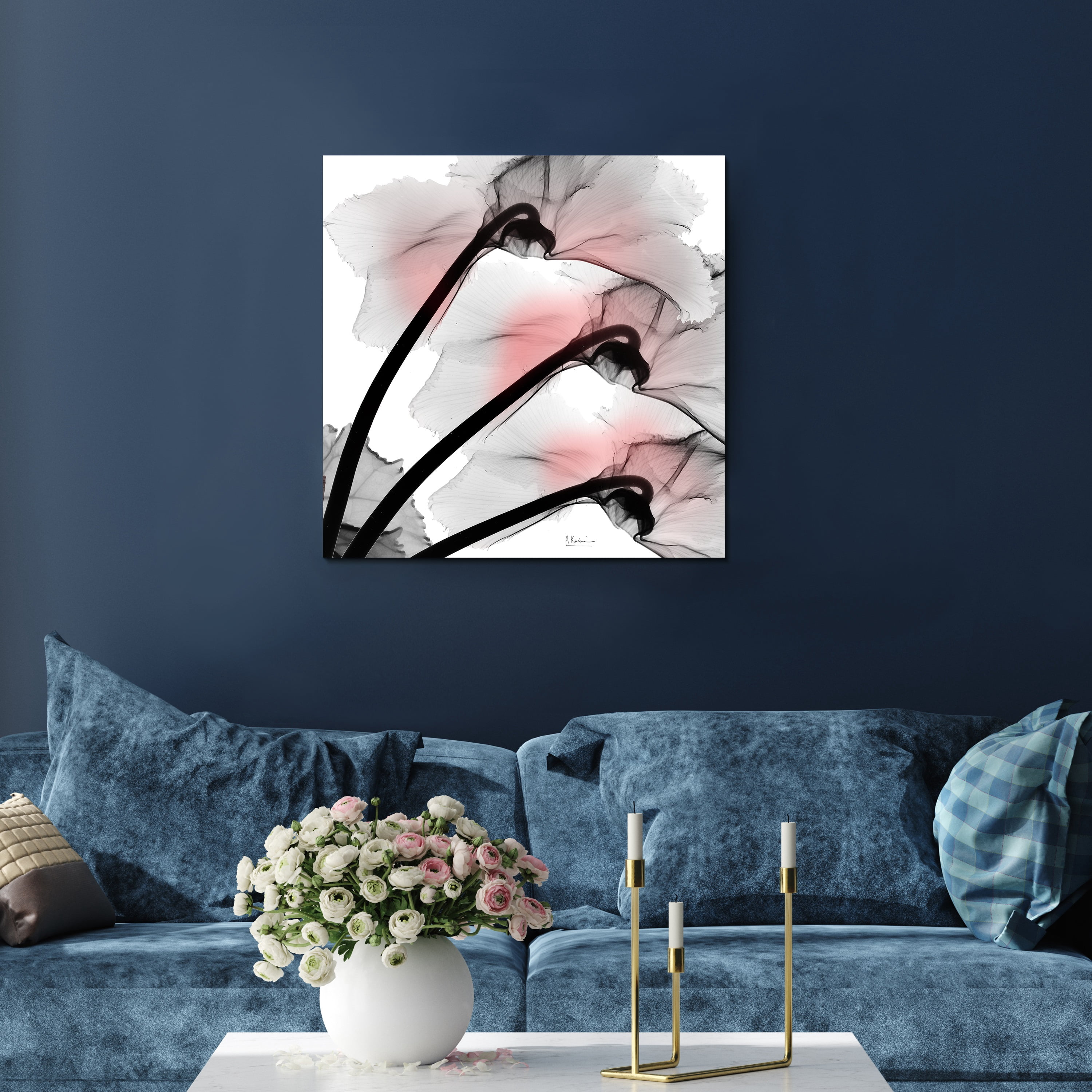 Coral Luster Clycamen 2 Frameless Free Floating 24 in x 24 in Painting Art Prints, by Empire Art
