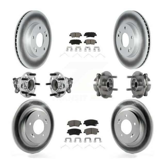 Transit Auto Front Rear Hub Bearings Assembly Coated Disc Brake Rotors and Ceramic Pads Kit (10Pc) for Car 2017-2019 Hyundai Ioniq BATTERY EV (EV BEV) engine with Electric Parking - KBB-131639