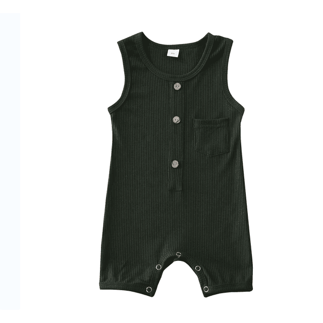 SUNSIOM Baby Summer Romper, Combinaison Côtelée à Fermeture Boutonnée Sans Manches