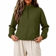 thumbnail image 5 of Horkkom Quarter Zip Pullover Women Solid Color Loose Casual Daily Tops Fall Mock Neck Sweatshirts with Pockets XL, 5 of 8
