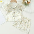 thumbnail image 2 of Odeerbi 1-8 Años Niñas Pijama de Verano de Satén Con Solapa de Muesca Camisas de Manga Corta Pantalones Conjunto de Pijama de Dos Piezas, 2 of 9