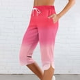 thumbnail image 2 of ABATAB Capri Pants for Women Loose Gradient Casual Yoga Capris Drawstring Side Splits Workout Gym Crop Pants with Pockets, 2 of 7