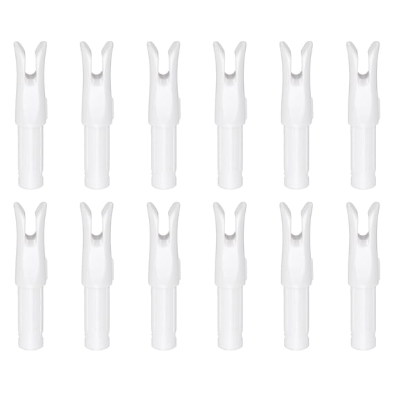 Uxcell Archery Arrow Nocks, Plastic Nocks Replacement Arrows Tail Accessory-Fitting For (DIY Hunting Shooting/Compound/Recurve Bow) 6.2MM/0.24" ID & 12 Pcs & Plastic & White