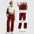 thumbnail image 5 of Cargo Pants Women 2026 Basic Elastic Waist Drawstring Casual Loose Wide Straight Leg Cargo Sweatpants with Pockets, 5 of 8