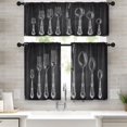 thumbnail image 1 of Kitchen Curtains Knife and Forks Utensil Window Curtains and Valances Set 36 Inch, Black Short Tier Curtain for Kitchen, Cartoon Small Kitchen Decor, 1 of 5