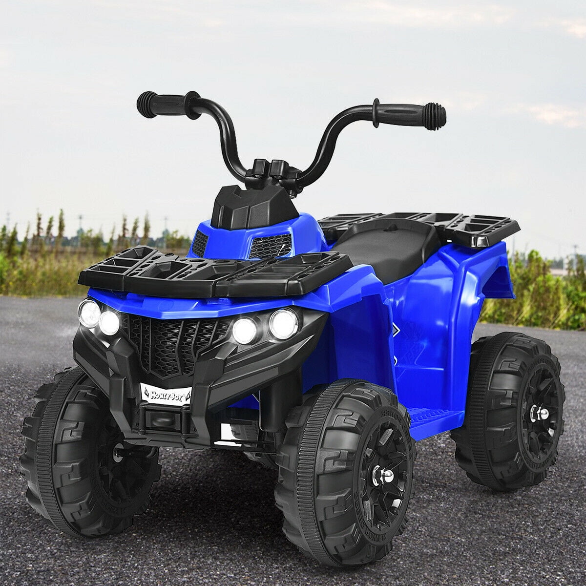 Costway Kids Ride On ATV Quad 4 Wheeler Electric Toy Car 6V Battery Power Led Lights, Blue