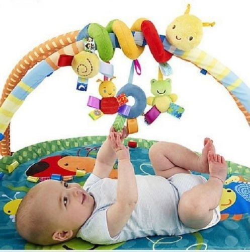 Baby Stroller Hanging Bell Rattle Bed Around Spiral Activity Soft Plush Toys 