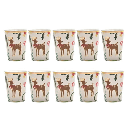Christmas Party Disposable Paper Plates and Cups Set 10-Pack Festive Gold Stamping Leak-Resistant for Family Gatherings Banquets Holiday Decorations Christmas Party Disposable Paper Plates and Cups Set 10-Pack Festive Gold Stamping Leak-Resistant for Family Gatherings Banquets Holiday Decorations