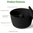 thumbnail image 5 of Matte Black Ribbed Hose Pot with Lid, 5 of 7