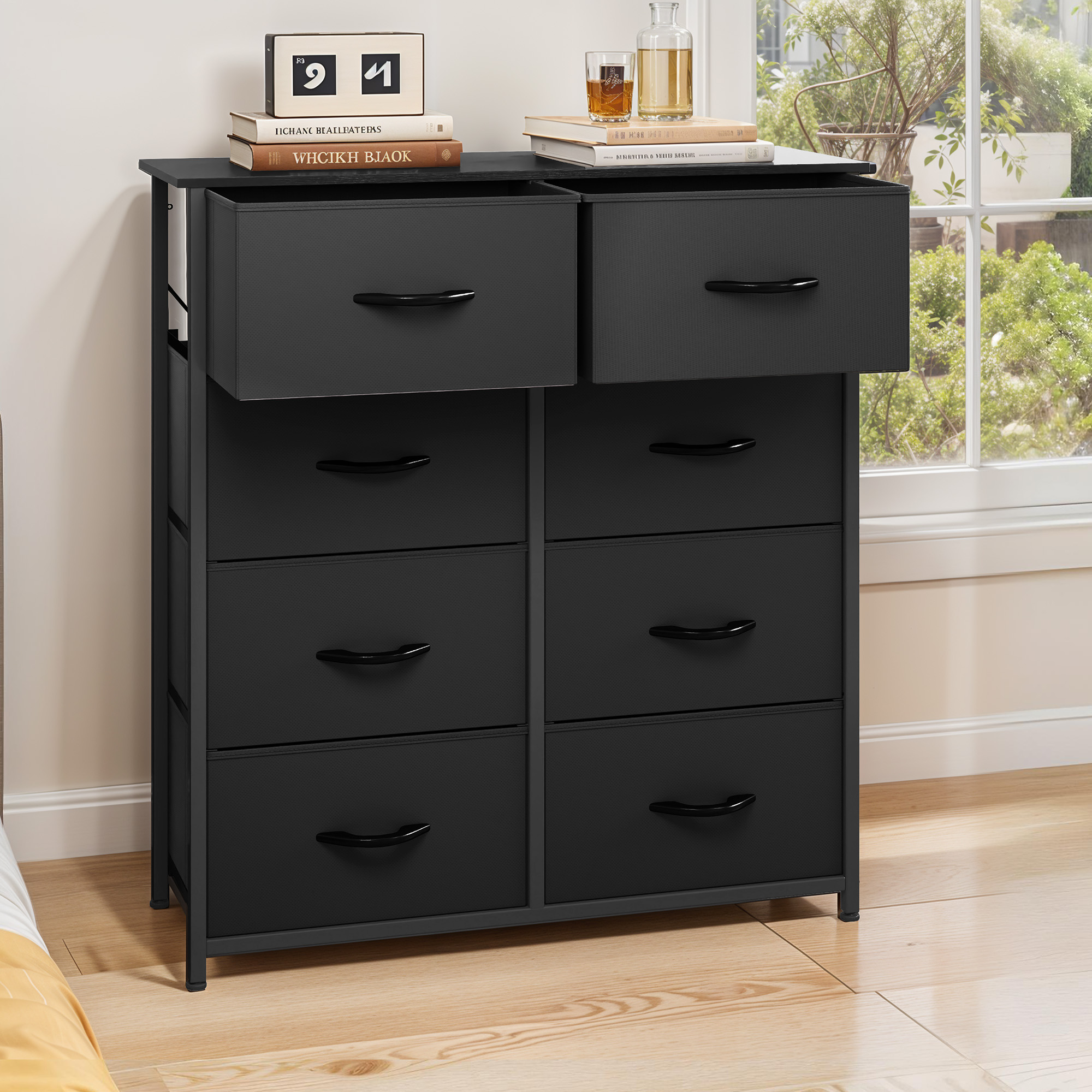 DEXTRUS 8-Drawer Fabric Dresser, Black photo 1