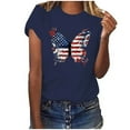 thumbnail image 2 of Fartey Women's 4th of July Shirt Patriotic American Flag Short Sleeve Tops Independence Day Crew Neck Graphic Tees Memorial Day T-Shirts Navy XXL, 2 of 4