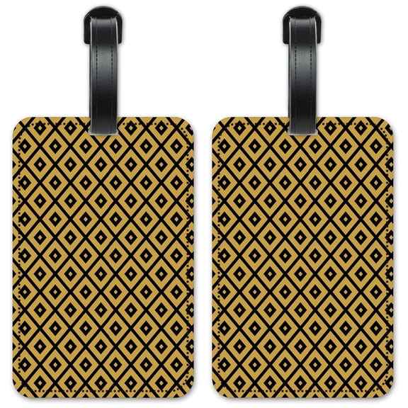 Black & Gold Triangles - Luggage ID Tags / Suitcase Identification Cards - Set of 2