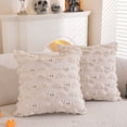 thumbnail image 6 of Super Soft Cozy Lumbar Decorative Throw Pillow Covers Fuzzy Plush Fur Cushion Cover Pillowcase for Sofa Couch Bed Livingroom 18"x18", Pink, 6 of 7