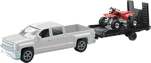 New Ray Toys 1:43 Scale Chevrolet Silverado Pick Up W// Bike or ATV Assorted Style And Colors