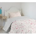 thumbnail image 4 of Ambesonne Love Quilted Bedspread Set 2 Pcs, Kissing Birds Eros Cats, Twin Size, Pale Coral Pink Brown, 4 of 6