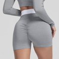 thumbnail image 4 of Gibobby Shorts Gym Mujer Pantalones cortos de cintura en V Pantalones cortos de levantamiento de glúteos Mujeres Entrenamiento Pantalones cortos de yoga(Gris, L), 4 of 5
