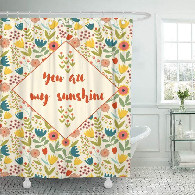 Cortina de ducha ABPHQTO Pensamiento azul You are My Sunshine 152x180 cm