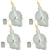 Sunnydaze Grinning Skull Glass Tabletop Torches - Clear - Set of 4