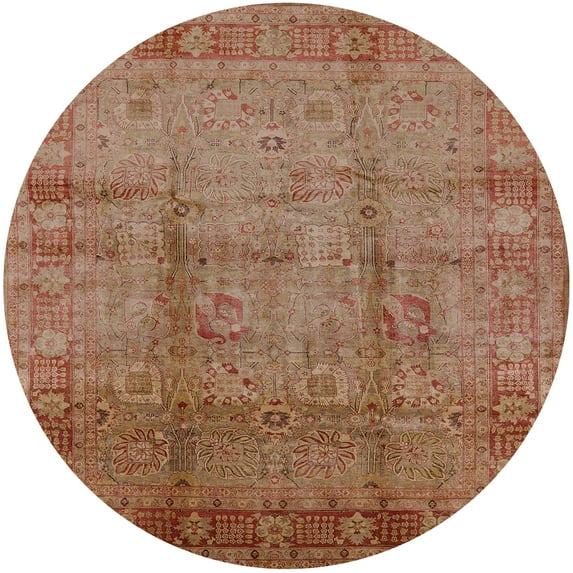 Ahgly Company Machine Washable Indoor Round Industrial Modern Mahogany Brown Area Rugs, 7' Round