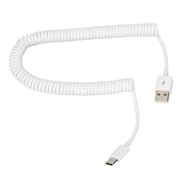 Type C To USB 2.0 Charger Cable, Spring Data Cord Wearable White