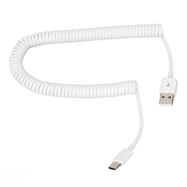 Cable cargador en espiral tipo C a USB 2.0 - Cable de extensión de datos rápido para teléfono móvil (9,8 pies)