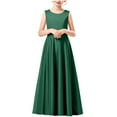 thumbnail image 1 of EGNMCR Robe Sans Manches à Col Rond pour Enfants Couleur Unie Cultiver Sa Morale Bas Personnage Décontracté Performance Fête Robe Combinaison Longue Jupe pour Enfants Fille Polyester Robe, 1 of 4
