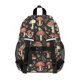 thumbnail image 3 of Mushroom and Frog Black Pattern Backpack for School, Cute School Bag with Adjustable Shoulder Straps and Padded Back, 15"x11.42"x5.5", 3 of 5