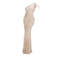 thumbnail image 1 of Robe de Soirée Petite Robe de Soirée une Épaule à Sequins Robe de Bal Longue Vêtements pour Femmes Adultes Beige Taille TG, 1 of 7