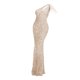 thumbnail image 1 of Gibobby Vestidos de fiesta elegantes Vestido de noche largo con lentejuelas de un hombro para mujer(Beige,XL), 1 of 5