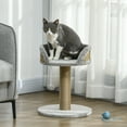 thumbnail image 2 of PawHut Small Cat Tree with Scratching Post, Perch, Toy Ball, Grey, 2 of 10