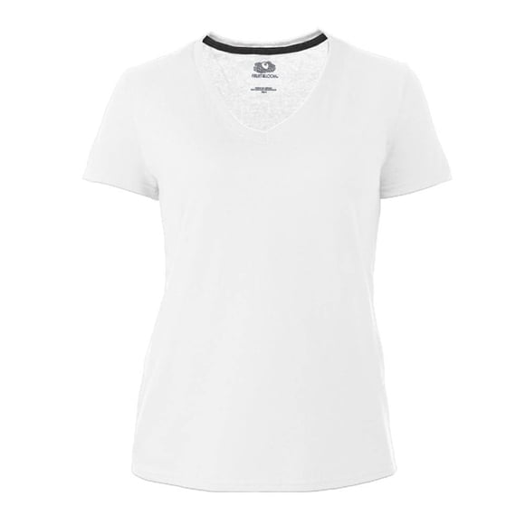 Playera Fruit Of The Loom para Mujer, Cuello V Manga Corta Blanco Talla EG