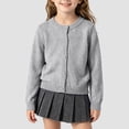 thumbnail image 2 of NIEWTR Girls Sweater Cardigan Uniform Crewneckk Button Knit Fall Kid Jacket Toddler Long Sleeve Crewneck Cardigan Sweaters(A-Grey,6-12 Months), 2 of 8