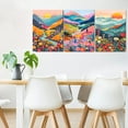 thumbnail image 6 of Colorful Watercolor Mountain Canvas Wall Art Set of 3 Boho Flower Picture Wall Decor Abstract Nature Landscape Artwork Paintings Posters Print for Living Room Bedroom Office 16x12In Framed, 6 of 6