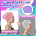 thumbnail image 3 of Vvinca Swim Cap Kids for Long Hair Braids Curly, 2 Pack Silicone Waterproof Swimming Caps for Toddler Girls Boys Age 3-8 Keep Hair Dry Pool Water Swim Hats, 3 of 8