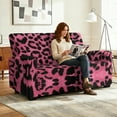 thumbnail image 5 of Xixirimido Recliner Loveseat Cover Non-Slip Reclining Couch Covers for 2 Seat, Recliner Sofa Cover Furniture Protector with Pockets for Kids, Pets, Leopard Cheetah Pink, 5 of 8