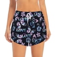 thumbnail image 2 of Picia Love Butterflies Pattern Women's 2 in 1 Athletic Running Shorts High Waisted Workout Casual Gym Sweat Shorts with Comfy Liner Zipper Pockets-Small, 2 of 9