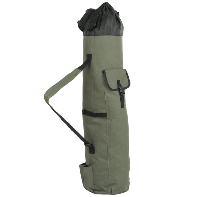 Bolsa de caña de pescar multifunción portátil, bolsa de almacenamiento de herramientas de aparejos de pesca plegable, verde militar