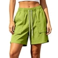 thumbnail image 2 of Womens Shorts Womens Lightweight Solid Color Wide Leg Running Shorts Summer Casual Elastic Waist Drawstring Athletic Shorts with Pockets, 2 of 9