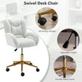 thumbnail image 3 of Desk Chair with Wheels and Arms Teddy Sherpa Comfortable Desk Chair for Home Office Height Adjustable Vanity Chair Modern Task Chair Computer Desk Chair White, 3 of 7