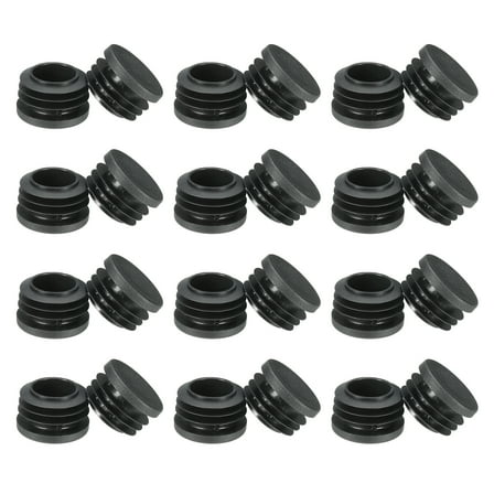 Round Plastic Hole Plugs 1-3/16inch, Pipe Tubing End Cap, Black 24 Pack