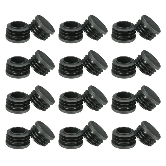 Round Plastic Hole Plugs 1-3/16inch, Pipe Tubing End Cap, Black 24 Pack