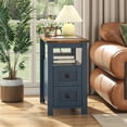 thumbnail image 5 of Winkalon Modern Farmhouse 2-Drawer Nightstand with Charging Station for Home Bedroom Living Room, Rustic Metal Wood End Table, Side Table,Blue, 5 of 9