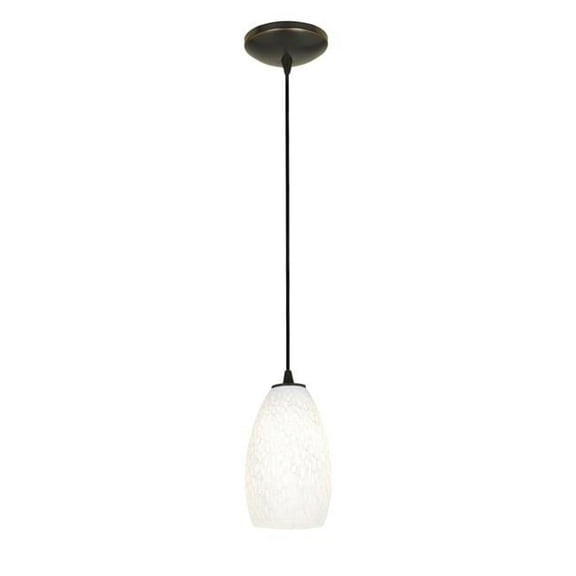 Access Lighting Champagne Bronze Cord Pendant with White Stone Shade