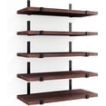 thumbnail image 7 of Fairy Floating Shelves, Rustic Wood Wall Storage Shelves Set of 5, 15.7in x 4.7in x 0.6in, Walnut Red Brown, 7 of 7
