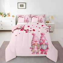 Homewish Happy Valentine'S Day 2pcs Bedding Comforter Set For Female Men Adults,Kawaii Gnome Twin Comforter Sets,Love Heart Print Breathable Bedding Set,Breathable Home Decor,Reversible