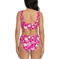 thumbnail image 3 of Kdxio Vintage Flowers Print Women's 2 Piece High Waisted Wrap Spaghetti Strap Summer Swimsuit Bikini Set-Large, 3 of 7