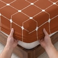 thumbnail image 3 of King Size Fitted Sheet Set - Red Brown Gingham 3 Piece Bedding Sets 16" Deep Pocket Fitted Sheet with 2 Pillowcases, Modern Minimalist Geometric Plaid Brushed Microfiber Hotel Luxury Bed Sheets, 3 of 9
